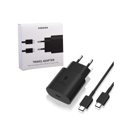 SAMSUNG FAST CHARGER ADAPTOR EP-TA800NB EGEU WITH CABLE TYPE C TO TYPE C 25W BLACK SAMSUNG FAST CHARGER ADAPTOR EP-TA800NB EGEU WITH CABLE TYPE C TO TYPE C 25W BLACK